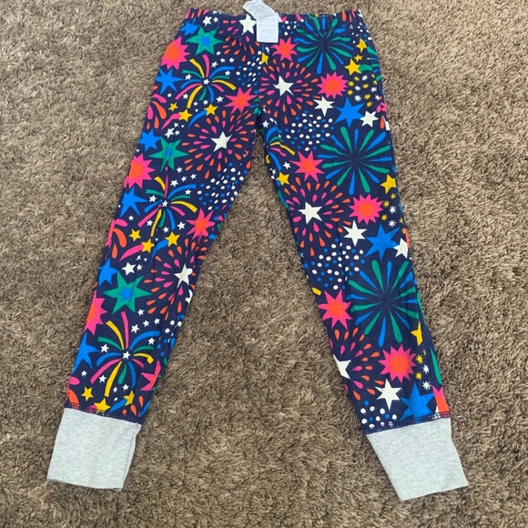 Boden Fireworks 2pc Snug Long John Pajamas Set 7Y Glow in Dark Cotton Pjs - Picture 2 of 9